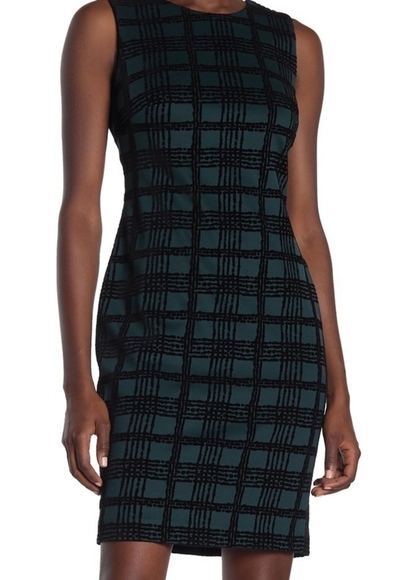 Tommy Hilfiger Holiday Velvet Gingham Spruce and Black Color Dress - Picture 1 of 17
